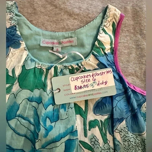 NWT Cupcakes and Pastries kids blue floral bubble dress size 6 - Picture 4 of 4